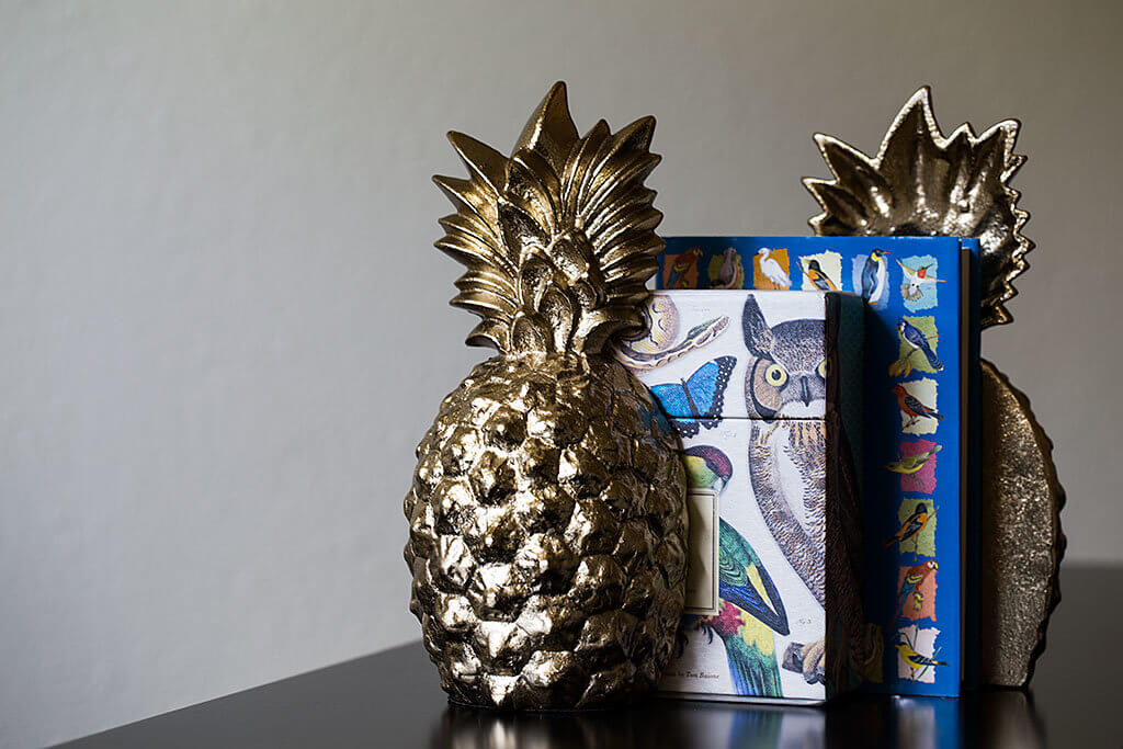 drive-swim-fly-california-pineapple-collection-fine-art-gold-book-ends-bird-books