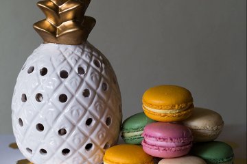 drive-swim-fly-california-pineapple-collection-fine-art-macarons-gold-dots