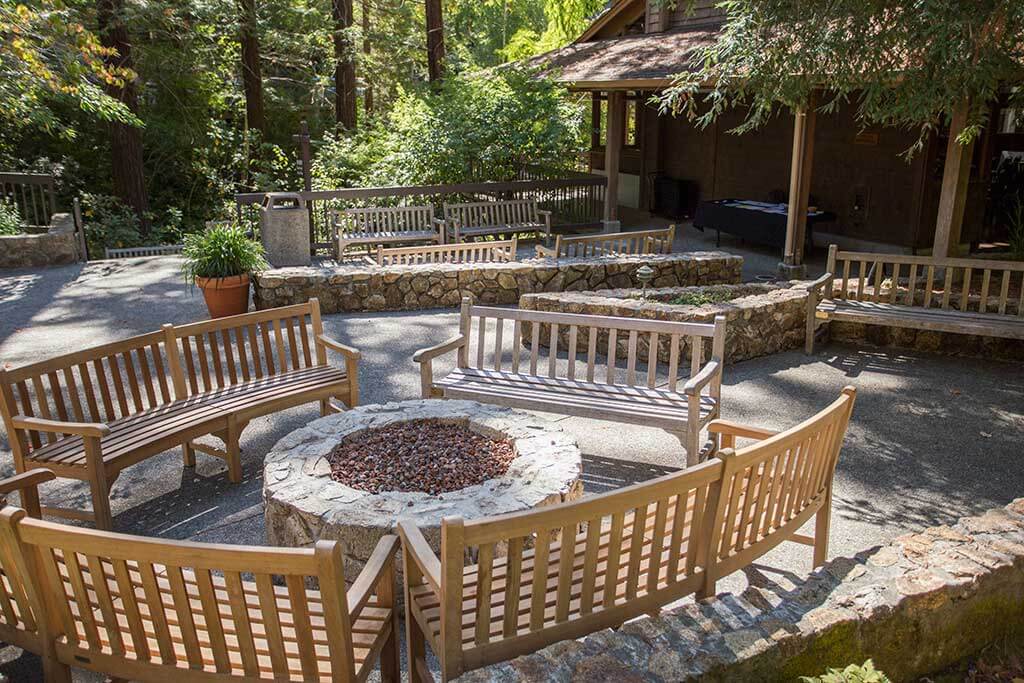 drive-swim-fly-california-mount-hermon-christian-retreat-camp-fire-circle-benches-meeting-space