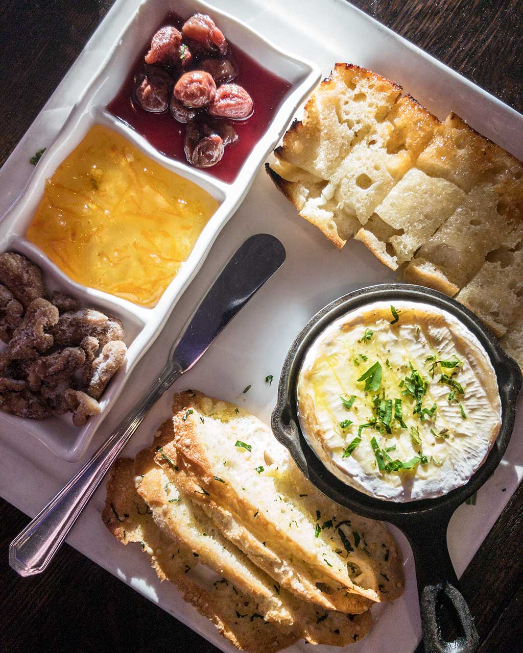drive-swim-fly-california-prova-restaurant-downtown-morgan-hill-monterey-street-tapas-appetizer-brie-skillet-marmalade-candied-walnuts
