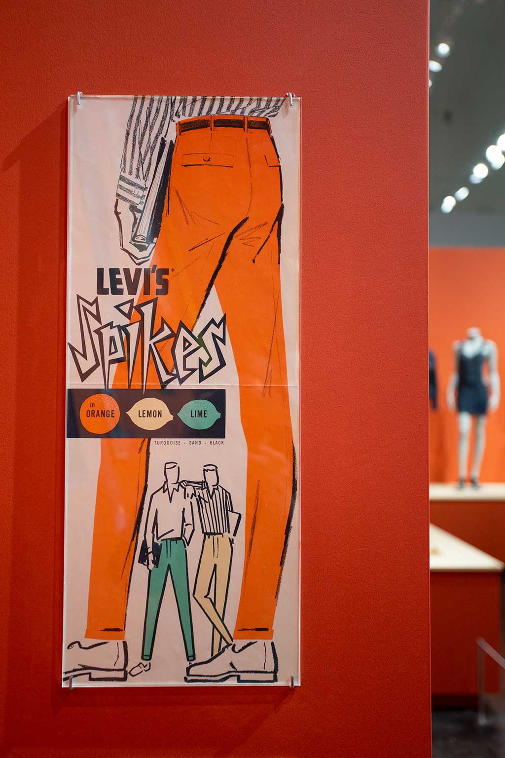 drive-swim-fly-contemporary-jewish-museum-san-francisco-levi-strauss-exhibit-spikes-colored-jeans