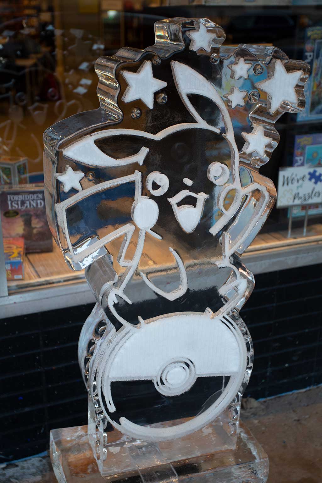drive-swim-fly-downers-grove-chicago-illinois-ice-sculpture-downtown-businesses-pikachu