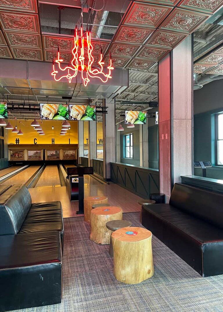 Fierce Bowling Competition at Punch Bowl Social Drive Swim Fly