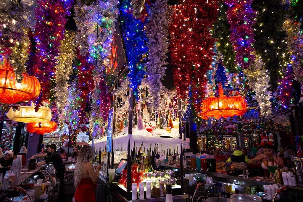 drive-swim-fly-christmas-santa-baby-bar-wrigleyville-chicago-illinois-ceiling-ornaments