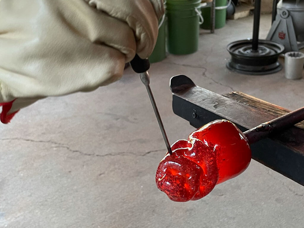 drive-swim-fly-glass-blowing-class-lombard-illinois-poking-holes-pineapple