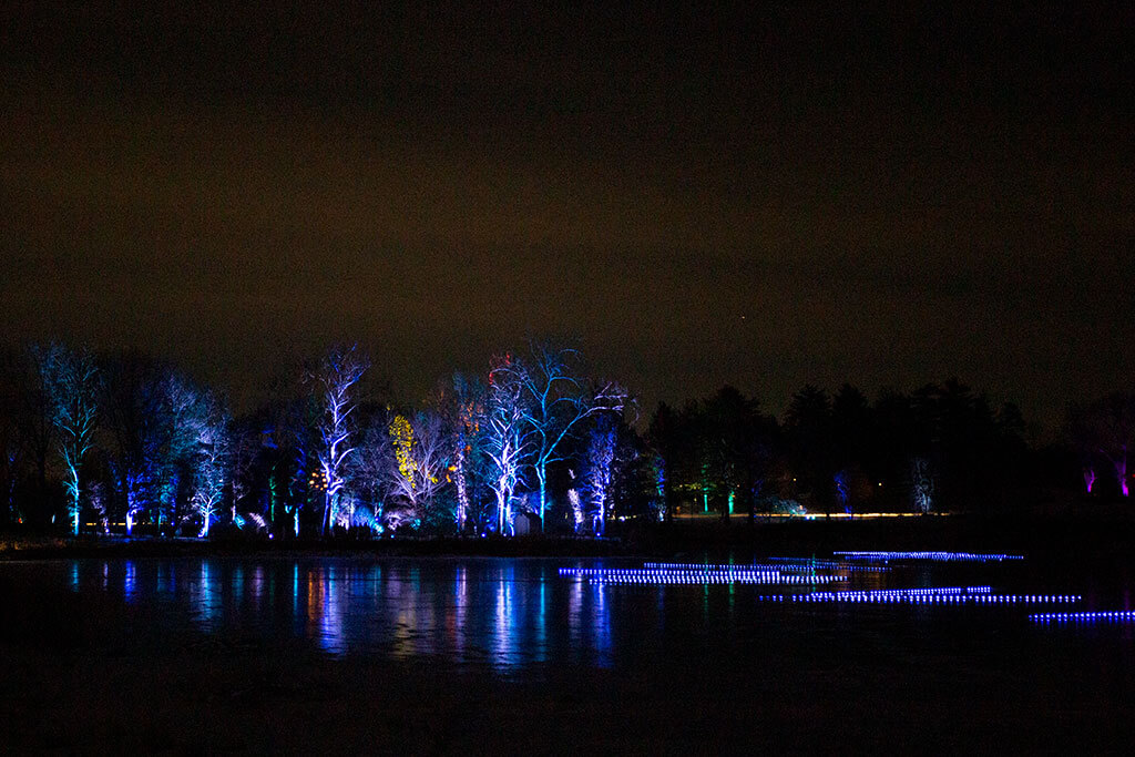 drive-swim-fly-lisle-illinois-morton-arboretum-illumination-holiday-lights-winter-celebration-pond-lake