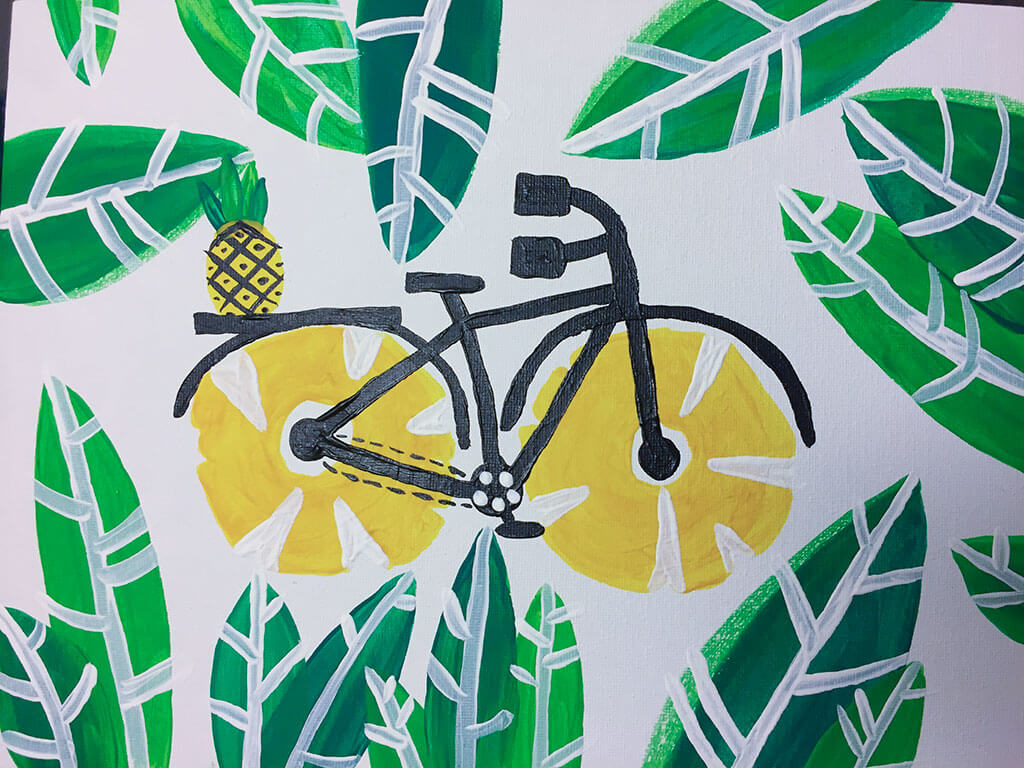 drive-swim-fly-pineapple-collection-bicycle-painting-art